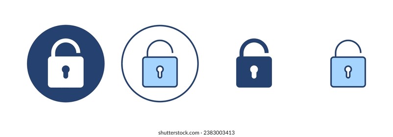 Desbloquear el vector de icono. Desbloquear el signo y el símbolo. icono de candado desbloqueado