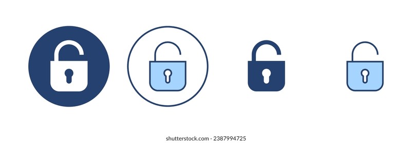 Desbloquear el vector de icono. Desbloquear el signo y el símbolo. icono de candado desbloqueado