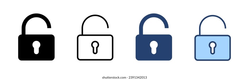 Desbloquear el vector de icono. Desbloquear el signo y el símbolo. icono de candado desbloqueado