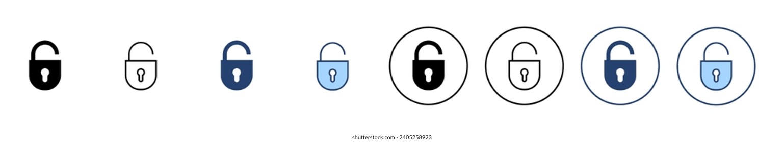 Desbloquear el vector de icono. Desbloquear el signo y el símbolo. icono de candado desbloqueado