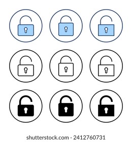 Desbloquear el vector de icono. Desbloquear el signo y el símbolo. icono de candado desbloqueado