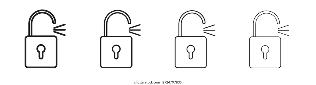 Unlock icons line vector collection. Pixel perfect vector icon
