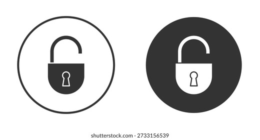 Entsperren Sie Symbole im modernen flachen, soliden Stil für UI UX Designs