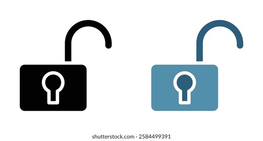 Unlock icons pack in black and colored version