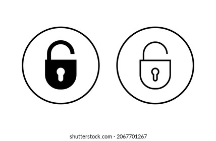 Unlock icons set. Unlock sign and symbol. unlocked padlock icon