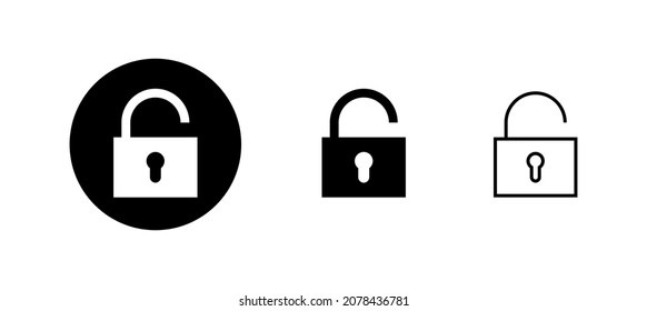 Unlock icons set. Unlock sign and symbol. unlocked padlock icon