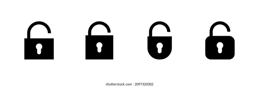 Unlock icons set. Unlock sign and symbol. unlocked padlock icon