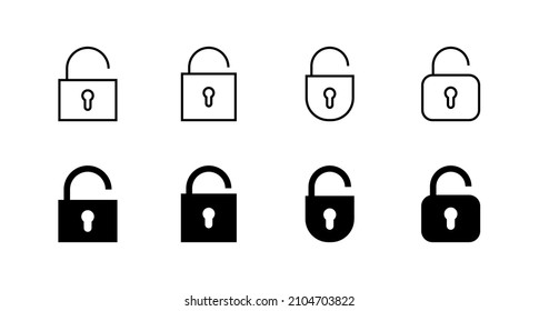 Unlock icons set. Unlock sign and symbol. unlocked padlock icon