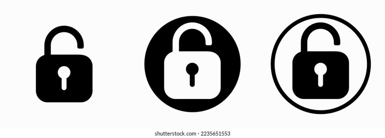 Unlock icons set. Unlock sign and symbol. unlocked padlock icon