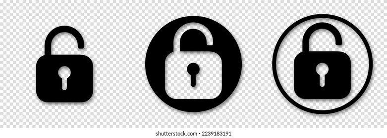 Unlock icons set. Unlock sign and symbol. unlocked padlock icon