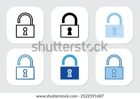unlock icons with various design styles
