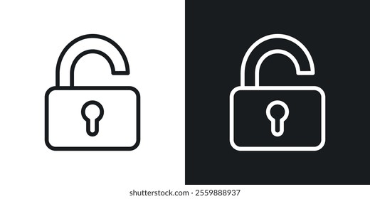 Unlock icons. vector set in black colors