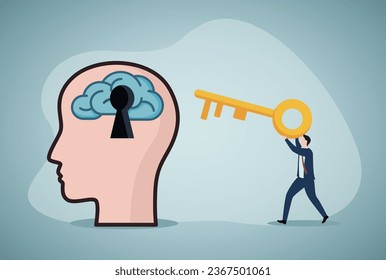 Unlock idea, Developing Intelligence,  motivation to find out and search for opportunity or creativity concept.
