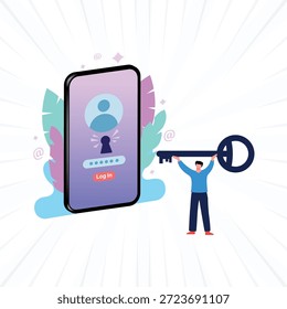 unlock illustration design, password to open padlock, security system 