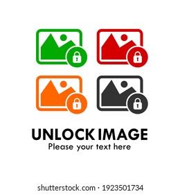 Unlock image logo template illustration