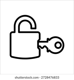 Icono de la llave de desbloqueo, gráficos del Vector de línea