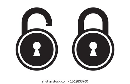 Unlock key and Lock closed. Padlock symbol for app or website
