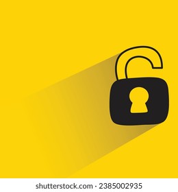 unlock key with shadow on yellow background