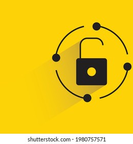 desbloquear icono de teclado con sombra sobre fondo amarillo