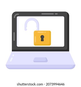Unlock laptop in flat style editable vector 