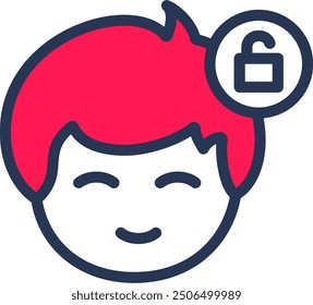 Unlock Line half filled vector icon design