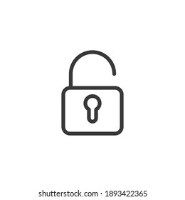 Unlock line icon, outline vector sign, linear style pictogram isolated on white. Opened lock symbol, logo illustration. Editable stroke