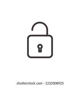 Unlock line icon, password, security simple thin line icon, linear pictogram