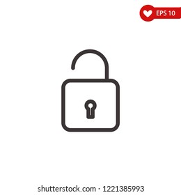 Unlock line icon, password, security simple thin line icon, linear pictogram