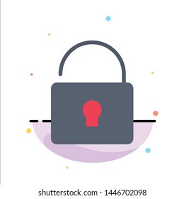 Unlock, Lock, Security Abstract Flat Color Icon Template