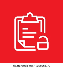 Unlock log file line icon, graphic resource template, vector illustration.