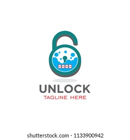 unlock logo template, icon, app, graphic design