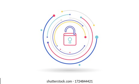 Unlock master key abstract logo icon digital tech background