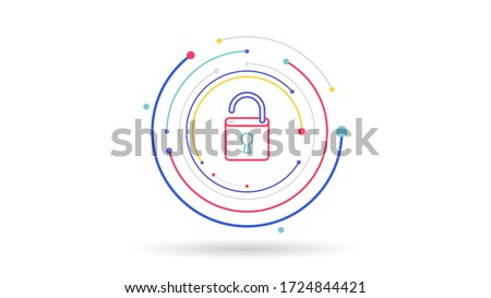 Unlock master key abstract logo icon digital tech background