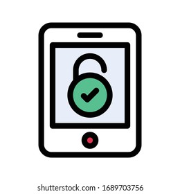 unlock mobile vector flat color icon 