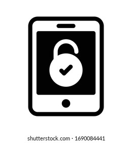unlock mobile vector glyph flat icon 