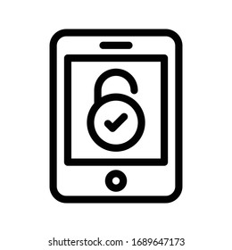 unlock mobile vector thin line icon 