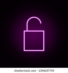 unlock neon icon. Elements of Minimal universal theme set. Simple icon for websites, web design, mobile app, info graphics