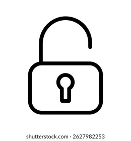 Unlock or open lock icons set designed in filled, outline, line and stroke style