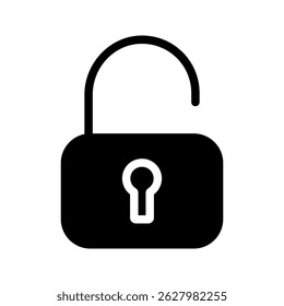 Unlock or open lock icons set designed in filled, outline, line and stroke style