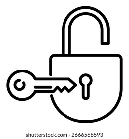 Unlock Outline Icon Vector Illustration