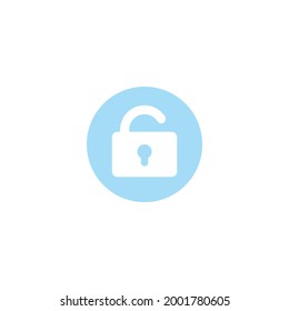 Unlock Padlock Blue Flat Icon For Web, App, Presentation , Etc, Eps 10
