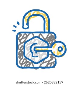 unlock padlock doodle icon sketch vector. unlock padlock sign. isolated symbol illustration