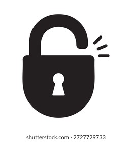 Icono de candado de desbloqueo - Símbolos de bloqueo abierto en negro, icono de Vector minimalista
