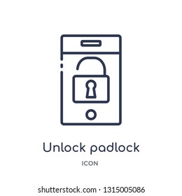 unlock padlock icon from security outline collection. Thin line unlock padlock icon isolated on white background.