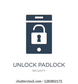 unlock padlock icon vector on white background, unlock padlock trendy filled icons from Security collection, unlock padlock vector illustration