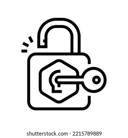 desbloquear el vector de icono de línea de candado. desbloquear señal de candado. símbolo de contorno aislado ilustración negra