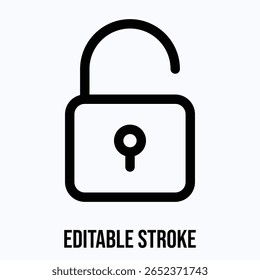 Desbloquee El Icono Lineal Del Candado Para La Interfaz De Usuario, Icono Editable Del Trazo Del Vector Aislado.