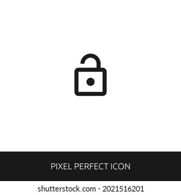 Unlock Padlock Pixel Perfect Icon for Web, App, Presentation. editable outline style. simple icon vector eps 10