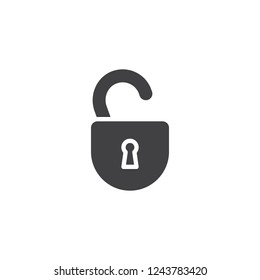 Unlock padlock vector icon. filled flat sign for mobile concept and web design. Open lock simple solid icon. Symbol, logo illustration. Pixel perfect vector graphics
