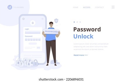 Unlock With Password To Access Permission Illustration Landing Page